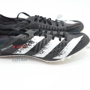 Adidas Sprintstar Track Spike Shoes Mens 8.5 Black White Striped Low Heel